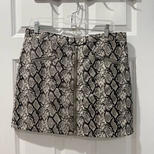 Blank NYC Black and Gray Snake Print Mini Skirt